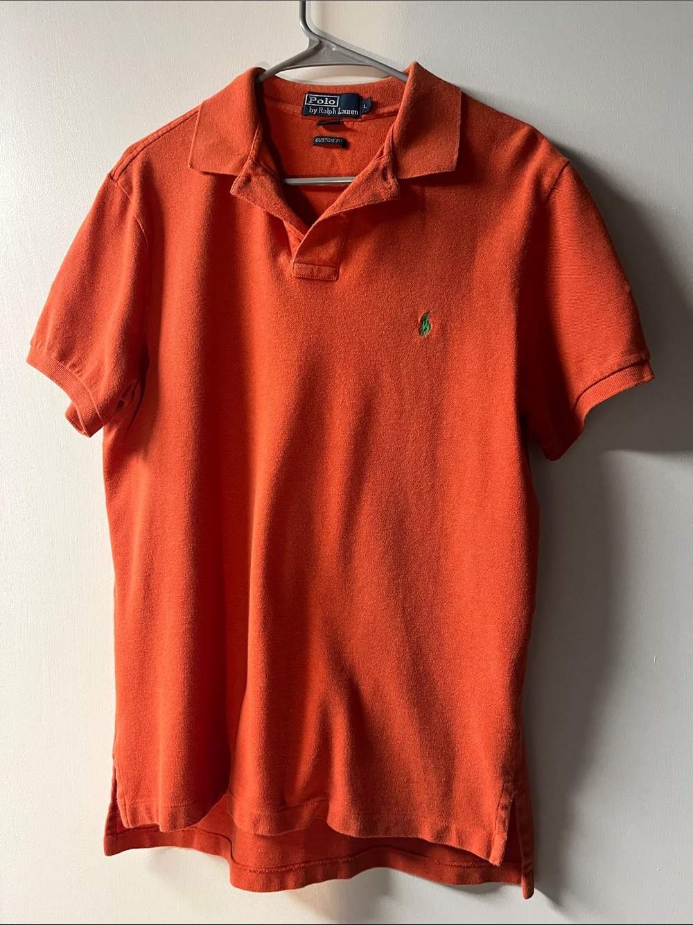 Ralph Lauren Orange Polo with Green Pony Embroidery